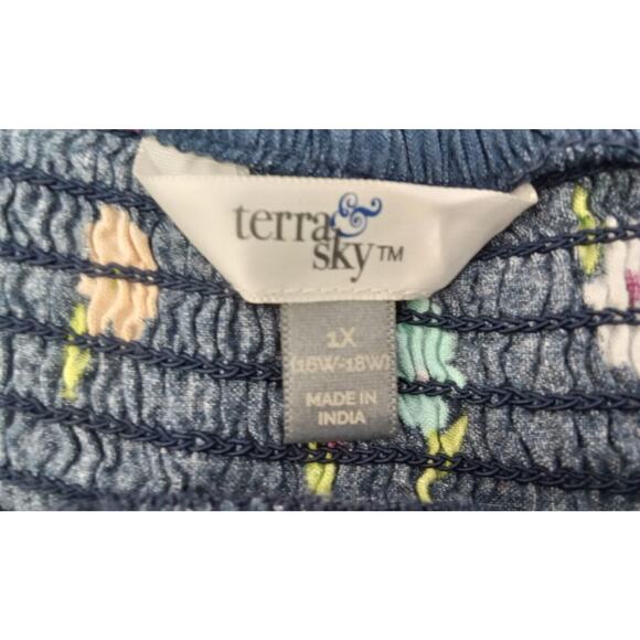 Terra & Sky Top Blouse Womens Plus 1X Blue - Picture 4 of 7